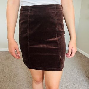 Brown Velvet Pencil Skirt